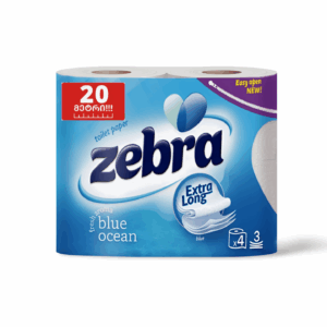 Zebra ტუალეტის ქაღალდი Blue 3ფენა 4ცალი